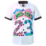 Bel Air 23 White Button Down Baseball Jersey