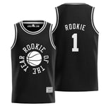 Black and White Rookie of The Year Basketball Jersey thumbnail