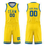Custom Royal Blue and Gold Reversible Basketball Jersey