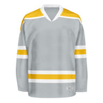 Blank Grey and yellow Hockey Jersey With Shoulder Yoke
