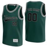custom deep green and black basketball jersey