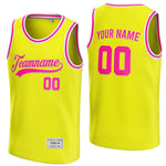 custom yellow and deep pink basketball jersey