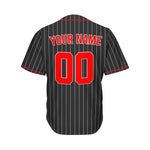 Custom Pinstripe Baseball Jersey Black Red Sublimation Jersey One