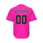 Custom Pinstripe Baseball Jersey Deep Pink Black Sublimation Jersey One