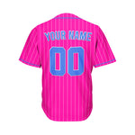 Custom Sublimation Deep Pink Pinstripe Baseball Jersey