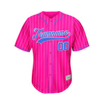 Custom Sublimation Deep Pink Pinstripe Baseball Jersey