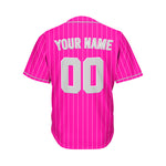 Custom Sublimation Deep Pink Pinstripe Baseball Jersey
