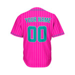 Custom Sublimation Deep Pink Pinstripe Baseball Jersey
