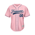 Custom Sublimation Pink Pinstripe Baseball Jersey