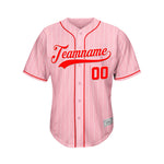 Custom Sublimation Pink Pinstripe Baseball Jersey