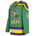 green mighty ducks bombay jersey - number 66 - stitched tracking twill - 3/4 view