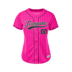 Women Custom Pinstripe Baseball Jersey Deep Pink Black Sublimation Jersey One