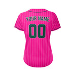 Women Custom Sublimation Deep Pink Pinstripe Baseball Jersey