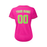 Women Custom Sublimation Deep Pink Pinstripe Baseball Jersey