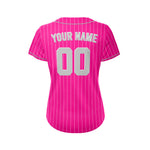 Women Custom Sublimation Deep Pink Pinstripe Baseball Jersey