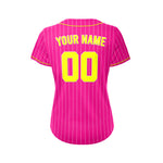 Women Custom Sublimation Deep Pink Pinstripe Baseball Jersey