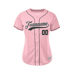 Women Custom Pinstripe Baseball Jersey Pink Black Sublimation Jersey One
