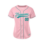Women Custom Sublimation Pink Pinstripe Baseball Jersey