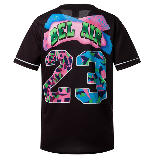 Bel Air 23 90s Creative Design Black Baseball Jersey