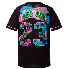 Bel Air 23 90s Creative Design Black Baseball Jersey