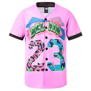 Women's Bel Air 23 Light Pink Button Down Baseball Jersey