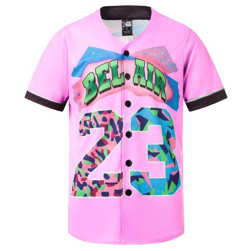 Women's Bel Air 23 Light Pink Button Down Baseball Jersey
