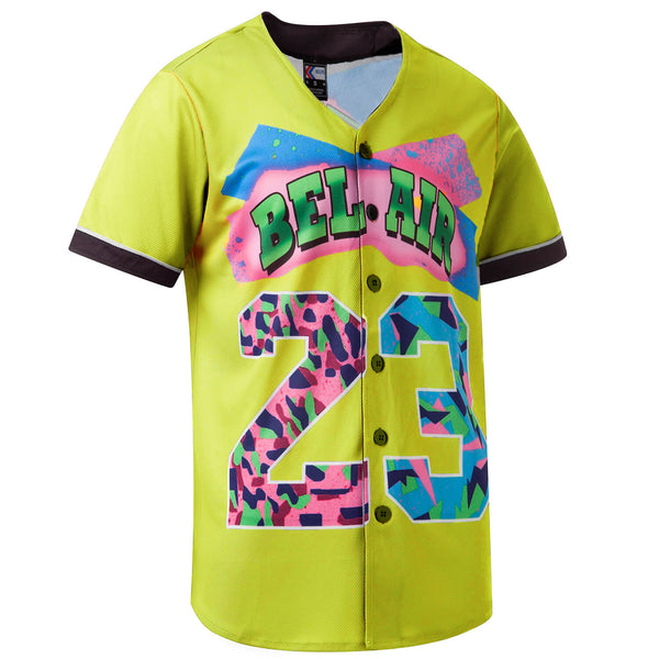 Unisex Bel Air 23 Full Button Baseball Jersey for Party