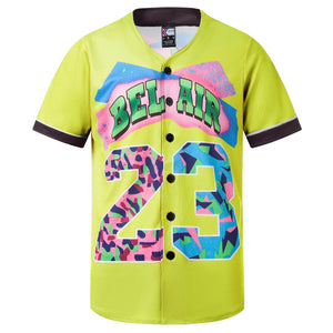 Unisex Bel Air 23 Full Button Baseball Jersey for Party
