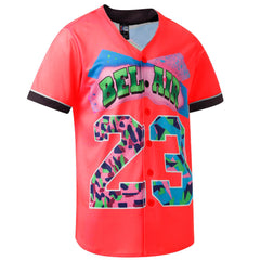 Bel Air 23 Red Button Up Baseball Jersey for Women