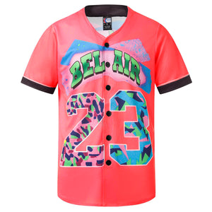 Bel Air 23 Red Button Up Baseball Jersey for Women