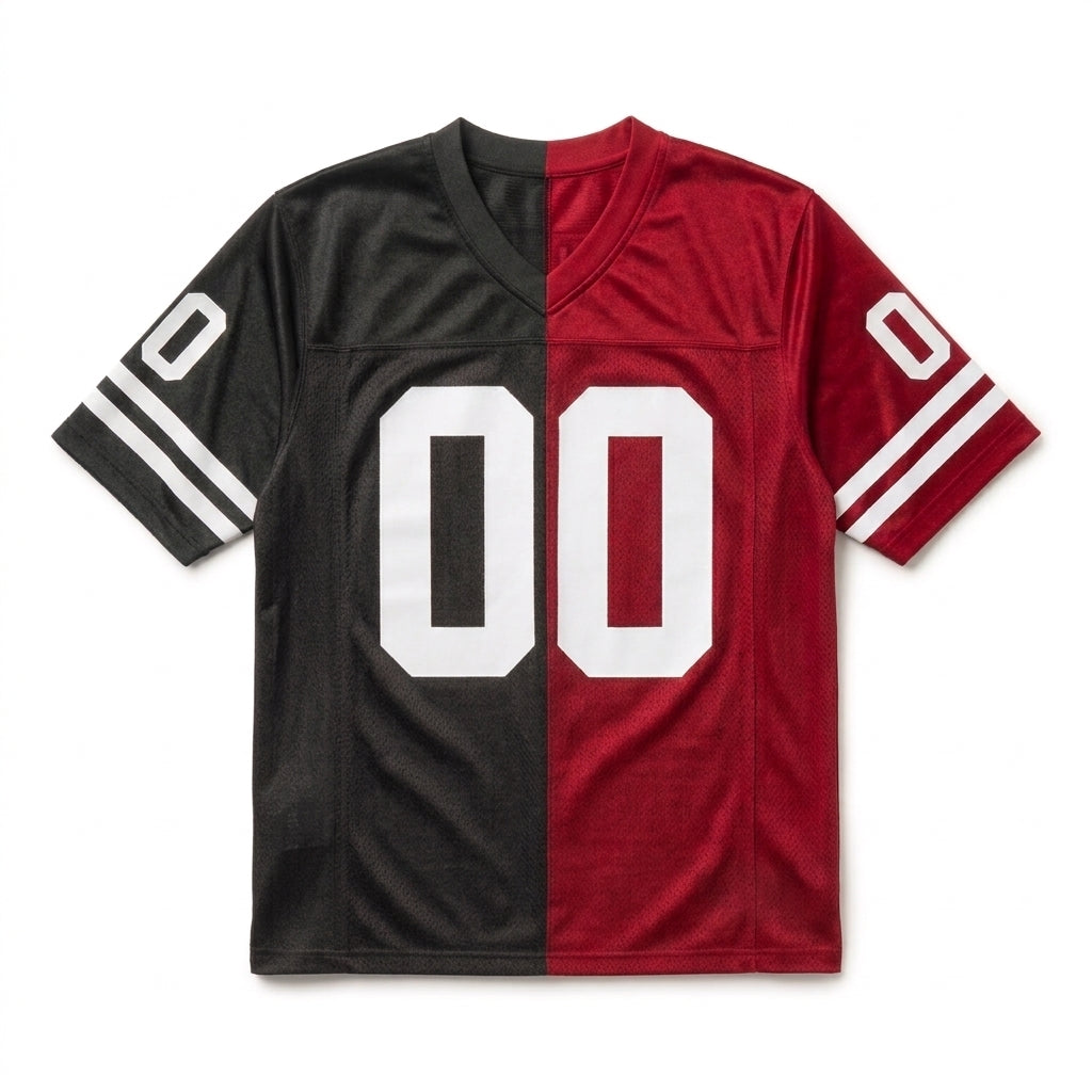 Vintage Style Custom Black Football Jersey - Two-Piece Front Cut Mesh Jersey