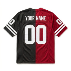 Vintage Style Custom Black Football Jersey - Two-Piece Front Cut Mesh Jersey