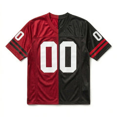 Vintage Style Custom Black Football Jersey - Two-Piece Front Cut Mesh Jersey