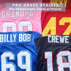Collection of customized team football jerseys in multiple colors, featuring professional embroidery craftsmanship