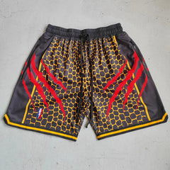 Men's Black Graphic Basketball Shorts with Zipper Pockets