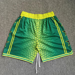 Men's Green Gradient Basketball Shorts with Zipper Pockets thumbnail
