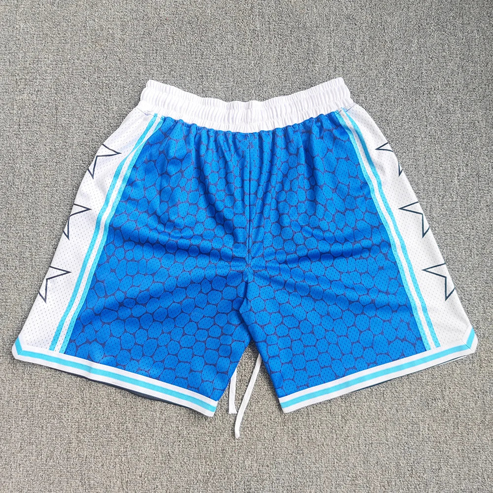 Men's Blue Graphic Basketball Shorts Shorts with Zipper