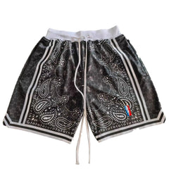 Men's Bandana Printed Graphic Basketball Shorts with Zipper Pockets