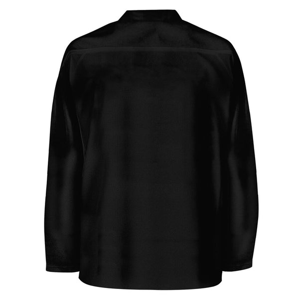 solid color all black hockey jersey back