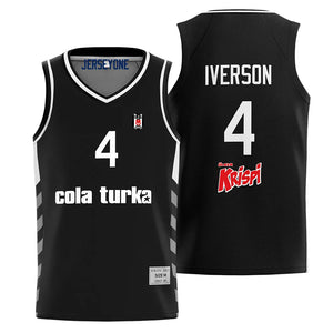 allen iverson 4 turkey league basketball jersey black