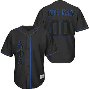 Alpha Phi Alpha - Custom Black And Blue Baseball Jersey