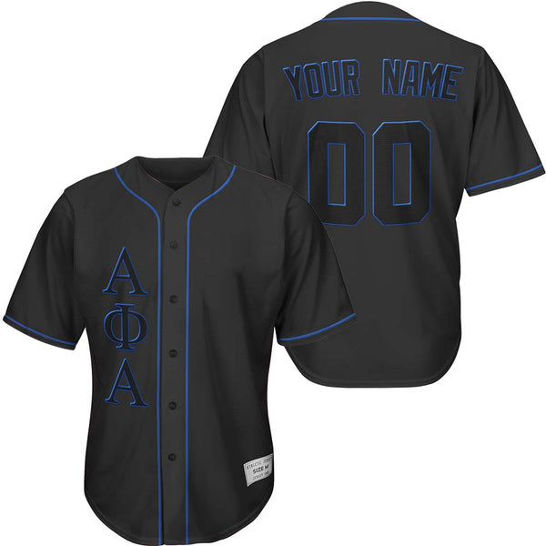 Alpha Phi Alpha - Custom Black And Blue Baseball Jersey