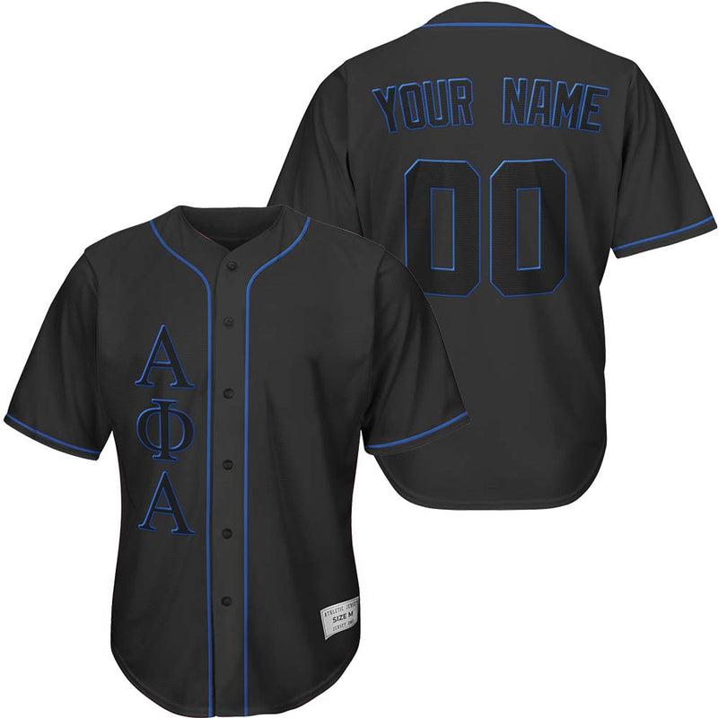 Alpha Phi Alpha - Custom Black And Blue Baseball Jersey