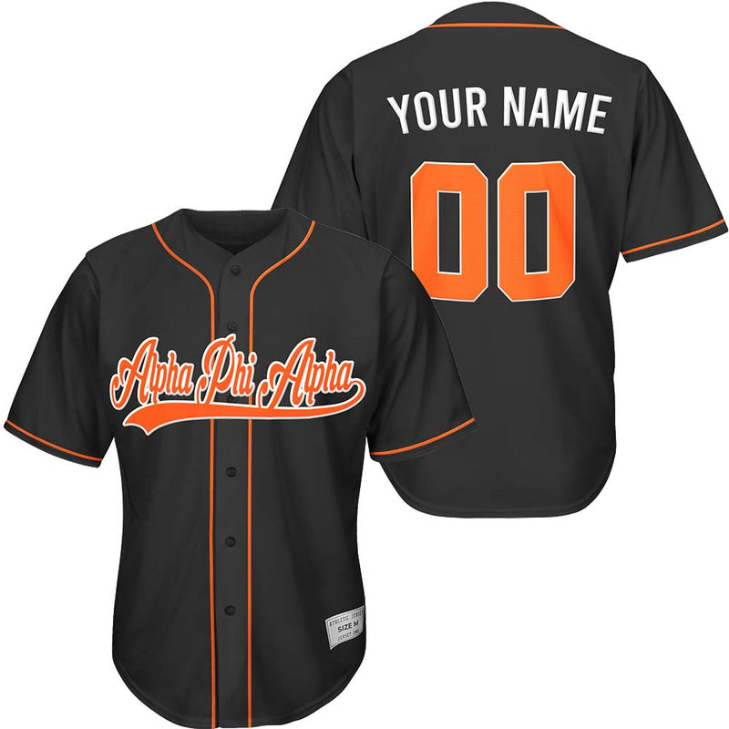 Alpha Phi Alpha - Custom Black And Orange Baseball Jersey