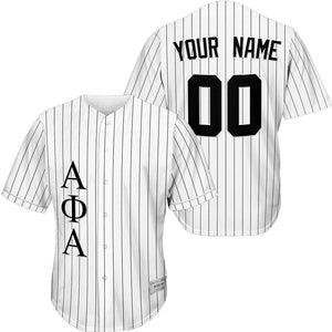Alpha Phi Alpha - Custom White and Black Pinstripe Baseball Jersey