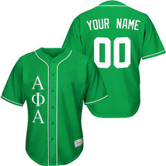 Alpha Phi Alpha - Custom Green and White Pinstripe Baseball Jersey