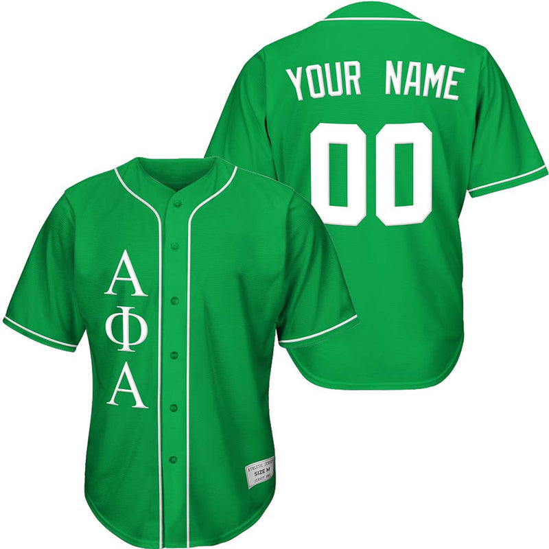 Alpha Phi Alpha - Custom Green and White Pinstripe Baseball Jersey
