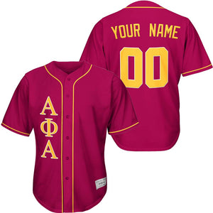 Alpha Phi Alpha - Custom Maroon and Yellow Pinstripe Baseball Jersey