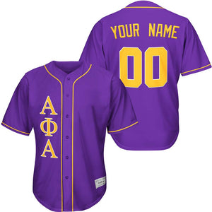 Alpha Phi Alpha - Custom Purple and Gold Pinstripe Baseball Jersey