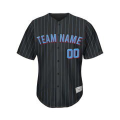Custom Black and Blue Pinstripe Baseball Jersey